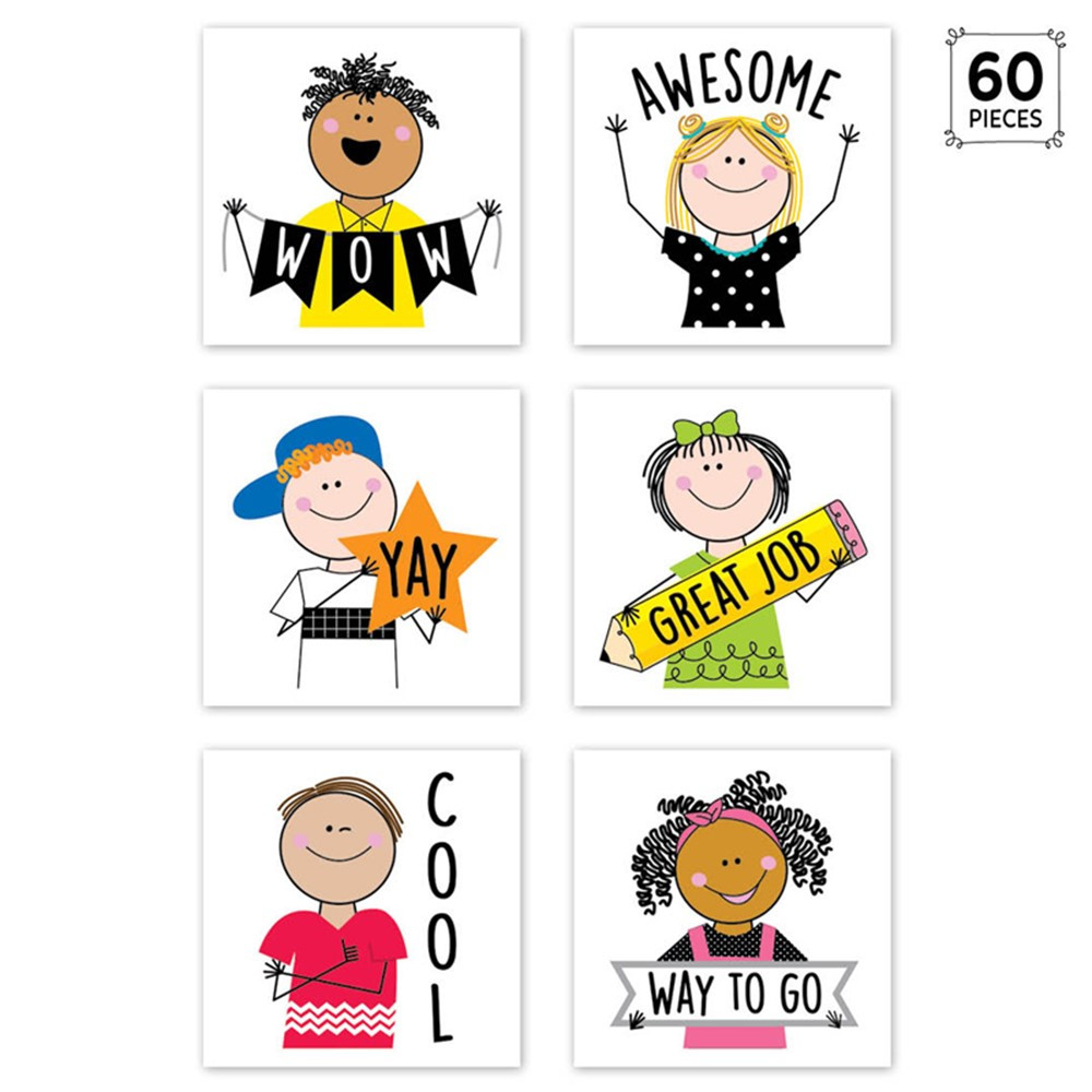 Stick Kids Rewards Stickers, 1-1/2", Pack of 60 - CTP10691 | Creative Teaching Press | Stickers