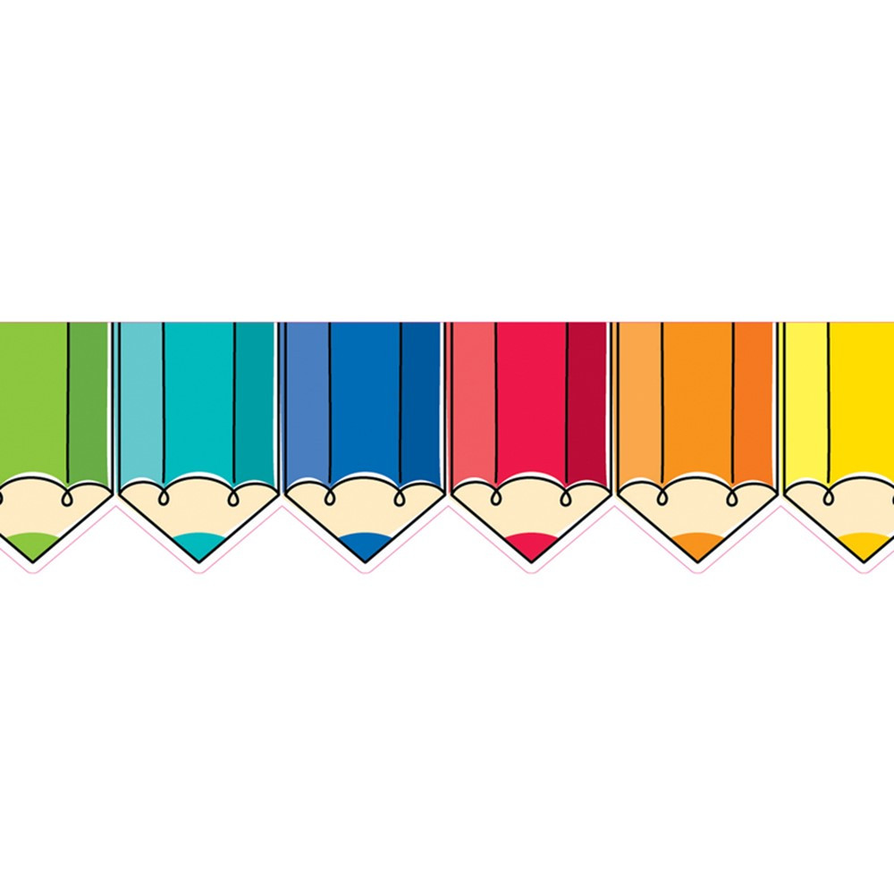 Core Decor Colorful Doodle Pencils EZ Border, 48 Feet - CTP10877 | Creative Teaching Press | Border/Trimmer