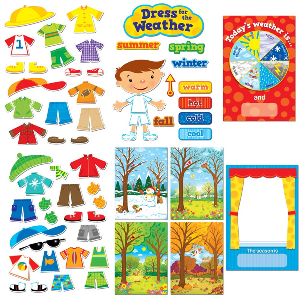 CTP1640 - Dress For The Weather Bulletin Board Set in Miscellaneous