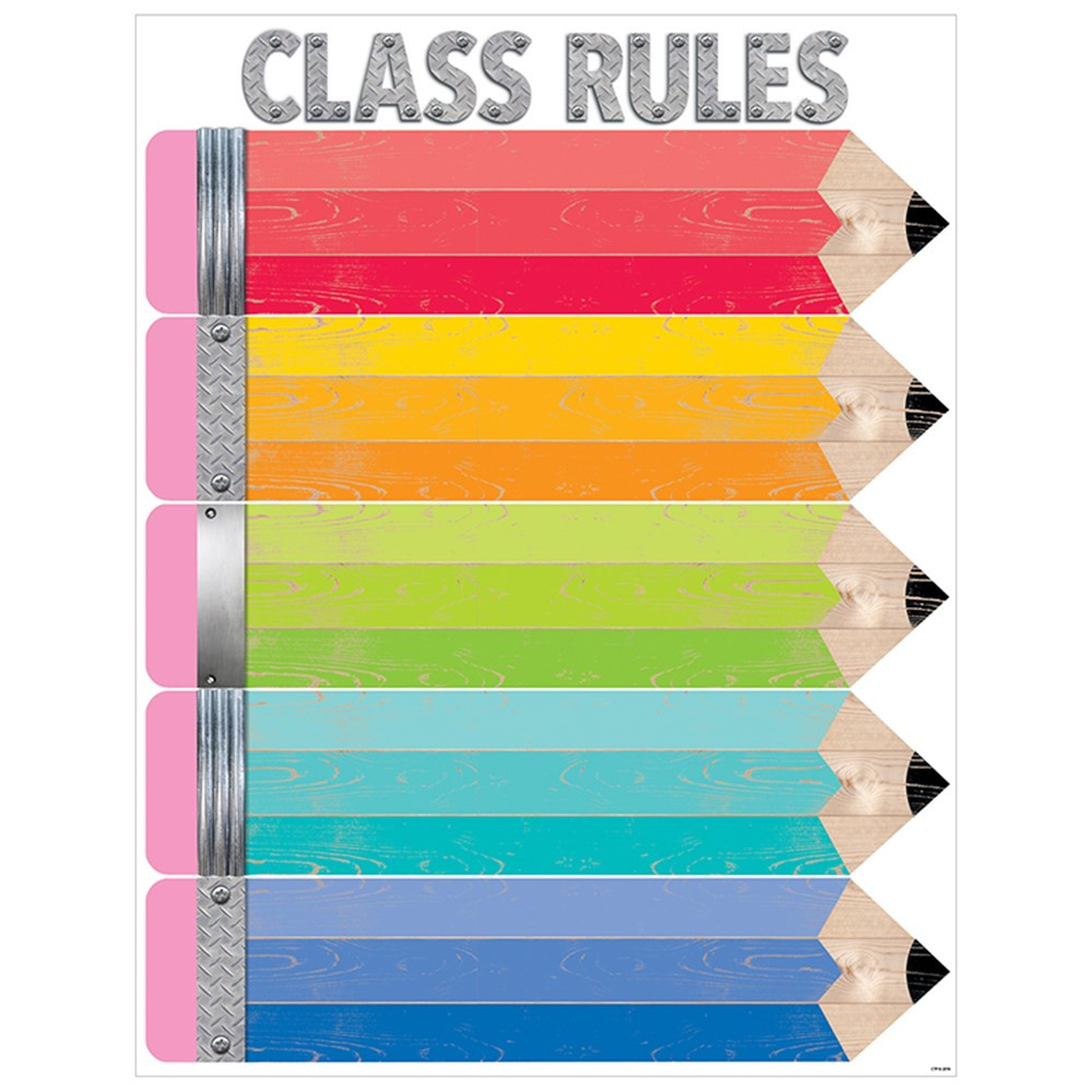 CTP5249 - Upcycle Style Class Rules Chart in Classroom Theme