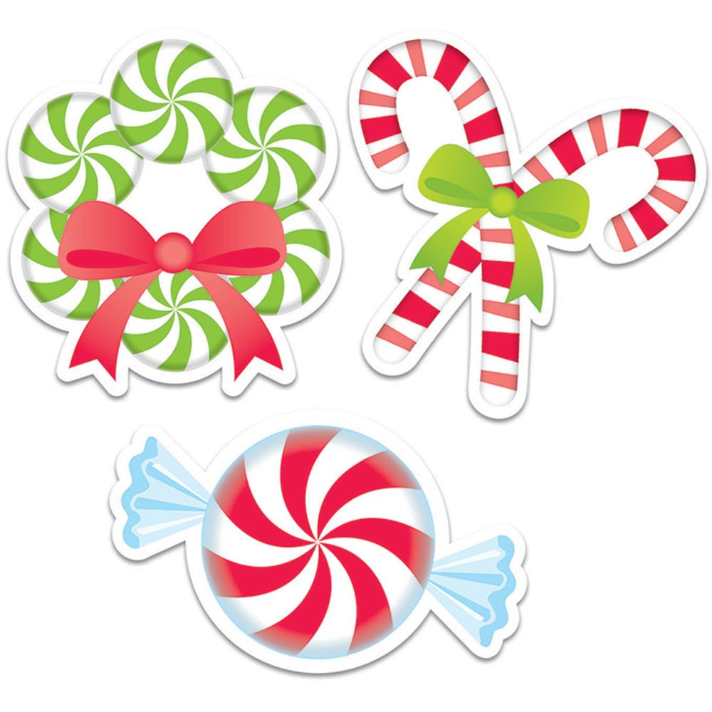 30 Pieces Peppermint Cutouts Colorful Candies Round Lollipop Cutouts for Christmas Decoration Candy Party Wall Cutouts with Stickers Xmas Candy Party Decor Classroom Bulletin Board Decoration