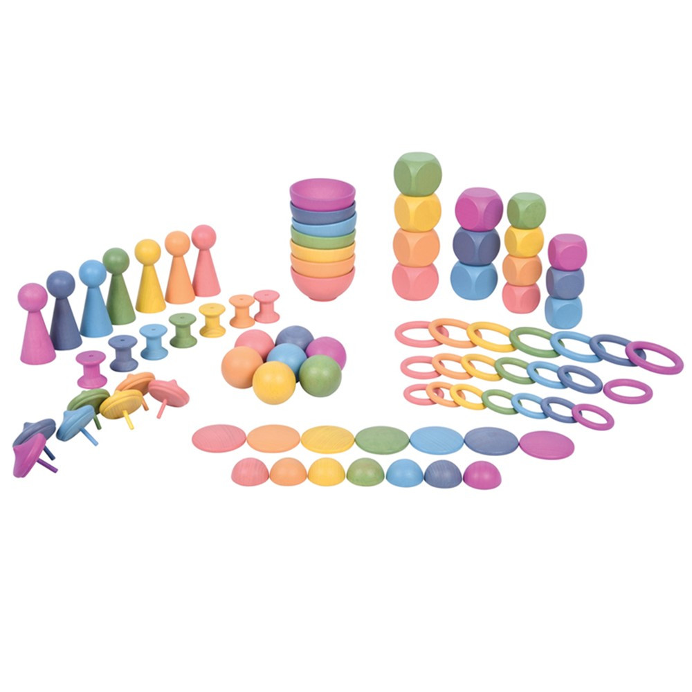 Rainbow Wooden Super Set, 84-Piece Set - CTU73979 | Learning Advantage | Blocks & Construction Play