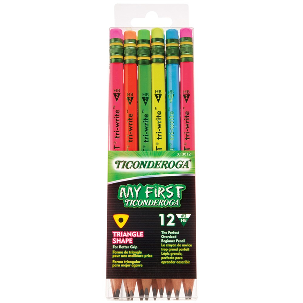 My First Tri-Write Wood-Cased Pencils, Neon Assorted, 12 Count - DIX13012 | Dixon Ticonderoga Company | Pencils & Accessories