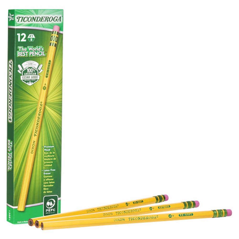 Original Ticonderoga Pencils, No. 1 Extra Soft Yellow, Unsharpened, Box of 12 - DIX13881 | Dixon Ticonderoga Company | Pencils & Accessories