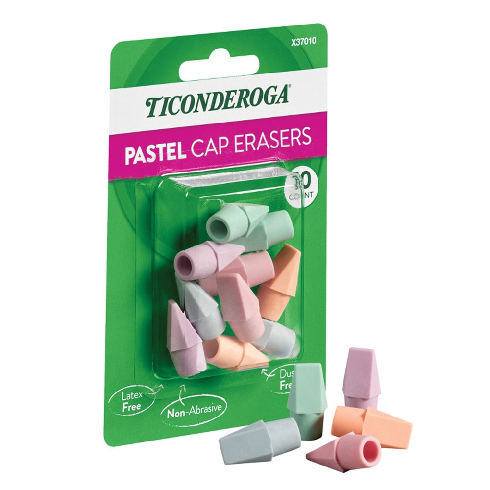 Pastel Cap Eraser, 10 Count - DIX37010 | Dixon Ticonderoga Co | Erasers