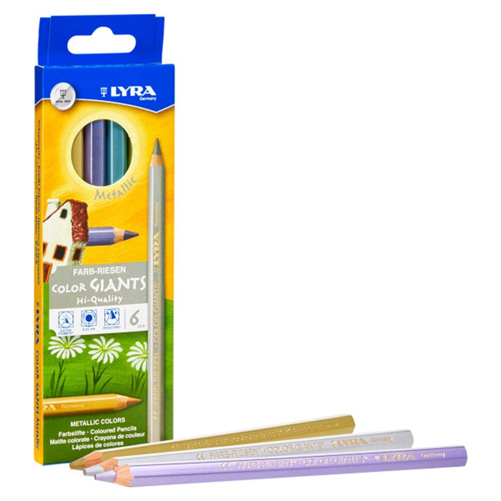 Color Giant Colored Pencils, Metallic, 6.25mm, Lacquered, 6 Colors - DIX3941062 | Dixon Ticonderoga Company | Colored Pencils