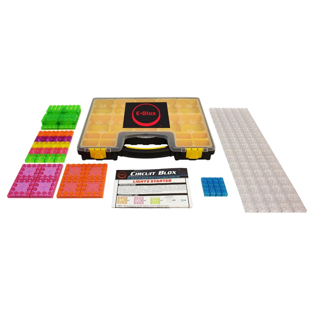 Circuit Blox Lights Starter, Circuit Board Building Blocks Classroom Set, 128 Pieces - EBLCBL0446CS | E-Blox Inc. | Blocks & Construction Play