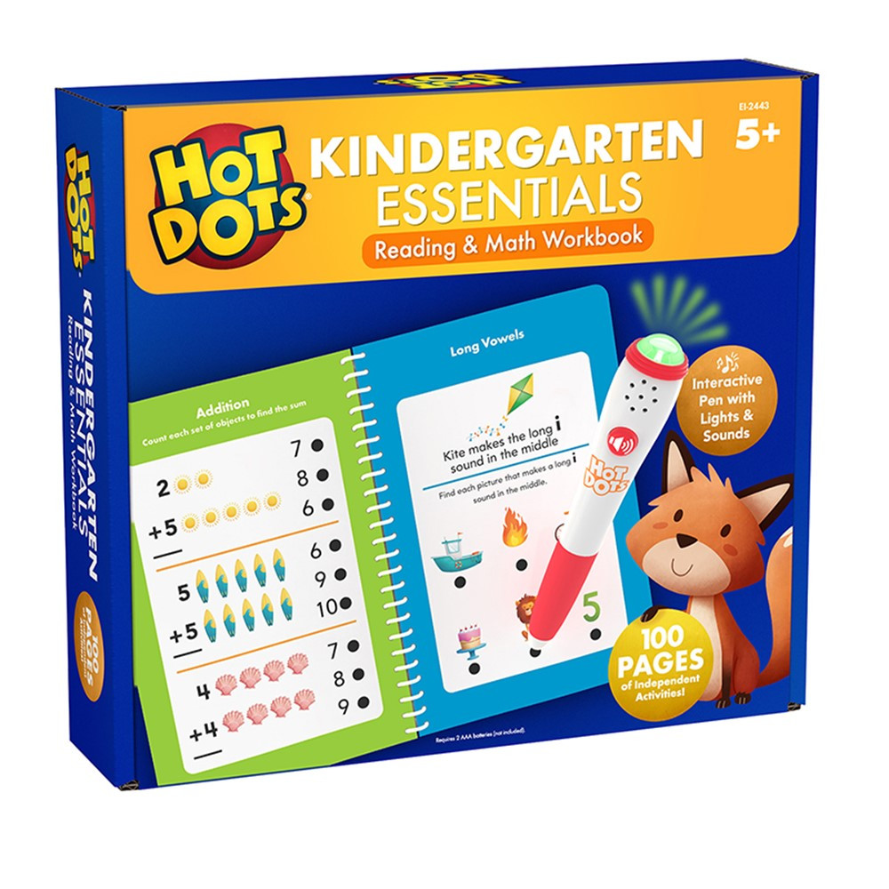Hot Dots Kindergarten Essentials Reading & Math Workbook - EI-2443 | Learning Resources | Hot Dots