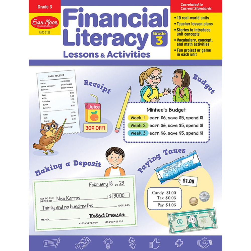 Financial Literacy Lessons & Activities, Grade 3 - EMC3123 | Evan-Moor | Money
