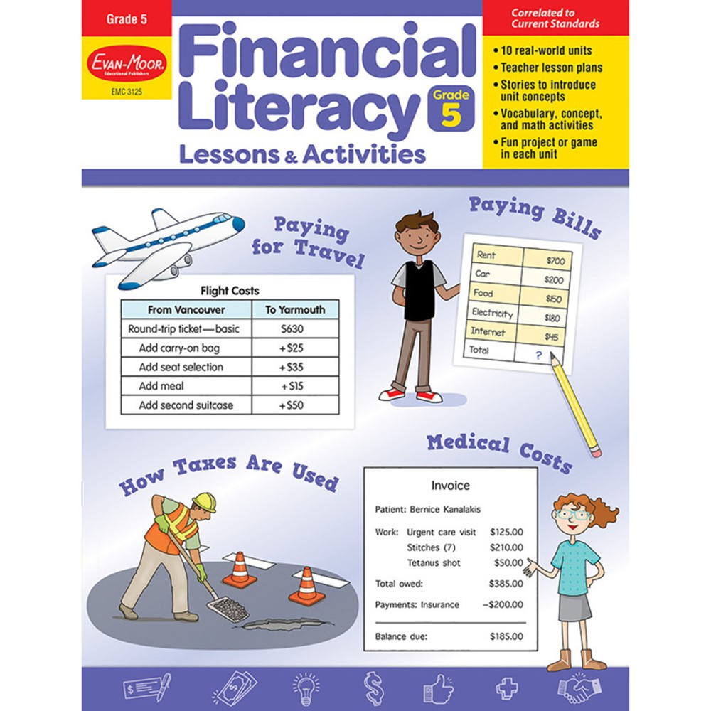 Financial Literacy Lessons & Activities, Grade 5 - EMC3125 | Evan-Moor | Money