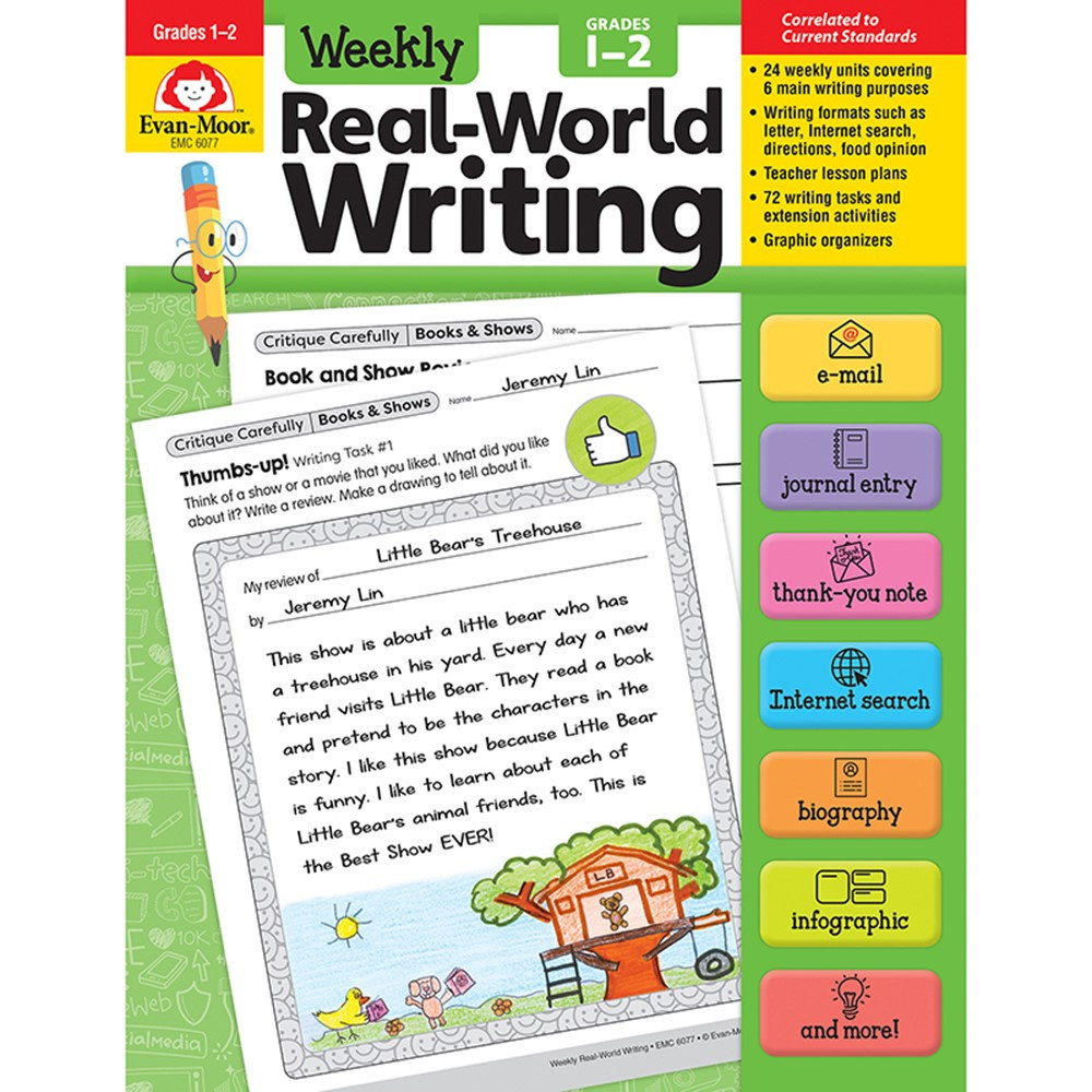 Weekly Real-World Writing, Grades 1-2 - EMC6077 | Evan-Moor | Writing Skills