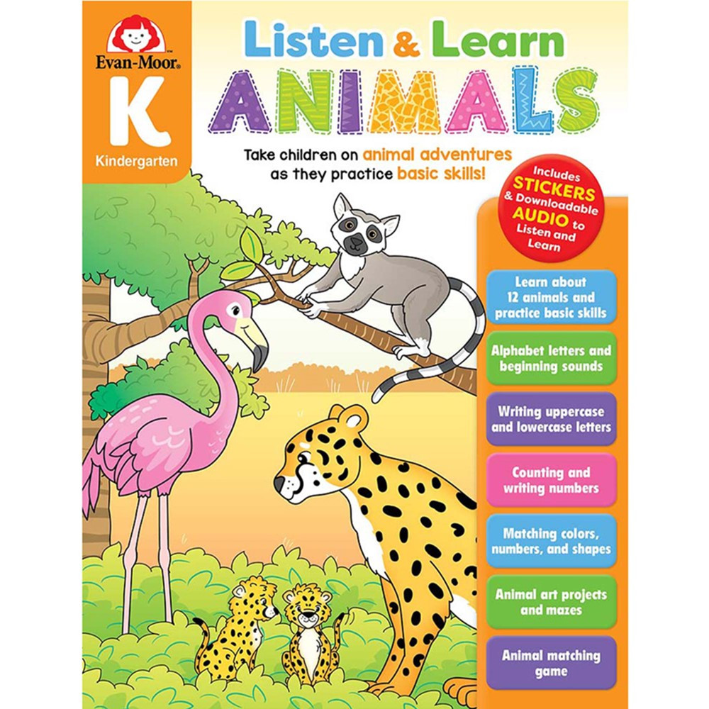 Listen and Learn Animals, Grade K - EMC6135 | Evan-Moor | Language Skills