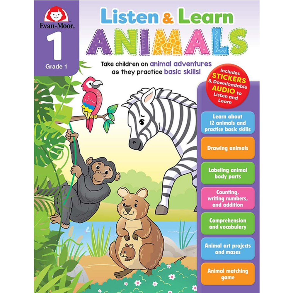 Listen and Learn Animals, Grade 1 - EMC6136 | Evan-Moor | Language Skills