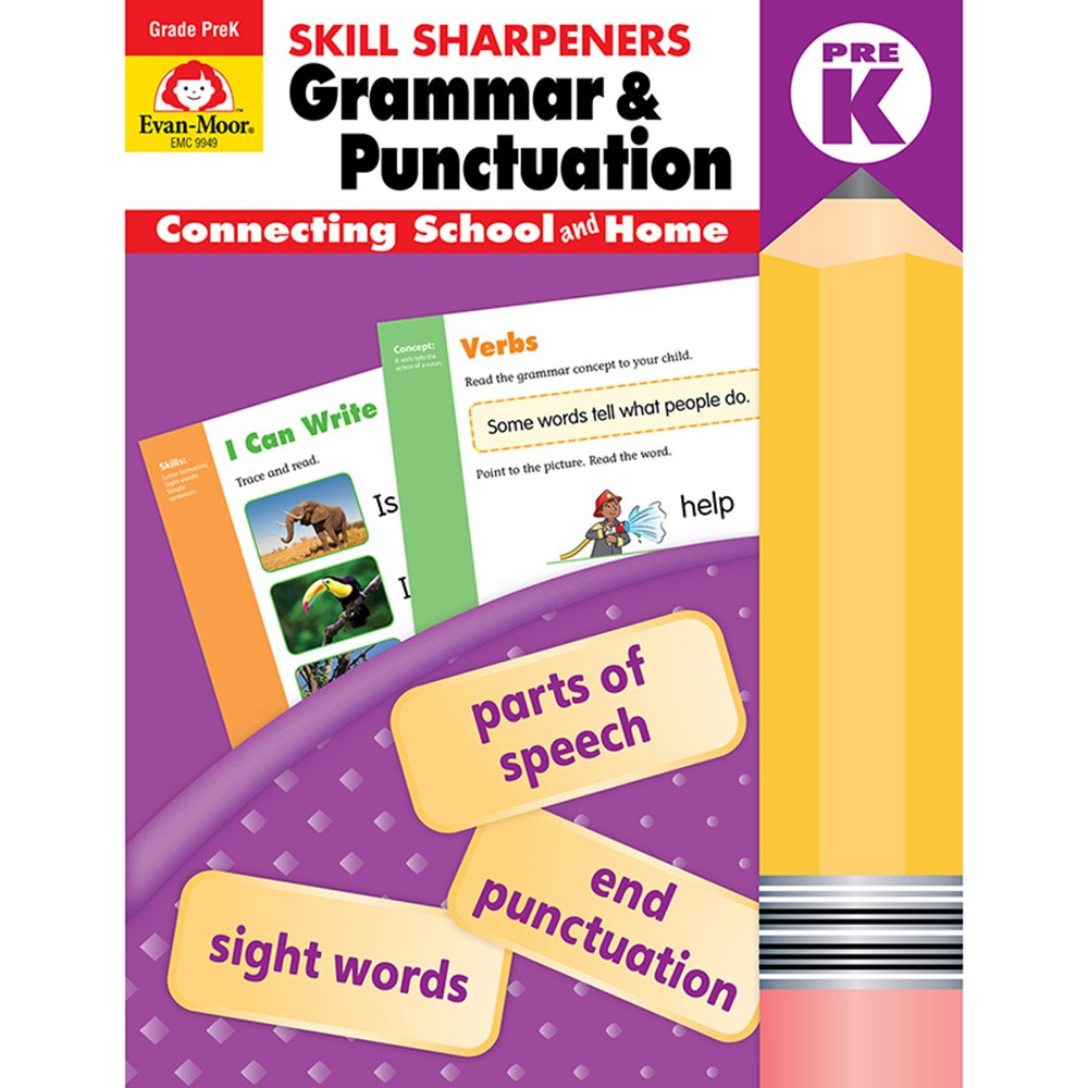 Skill Sharpeners: Grammar & Punctuation Activity Book, Grade PreK - EMC9949 | Evan-Moor | Grammar Skills