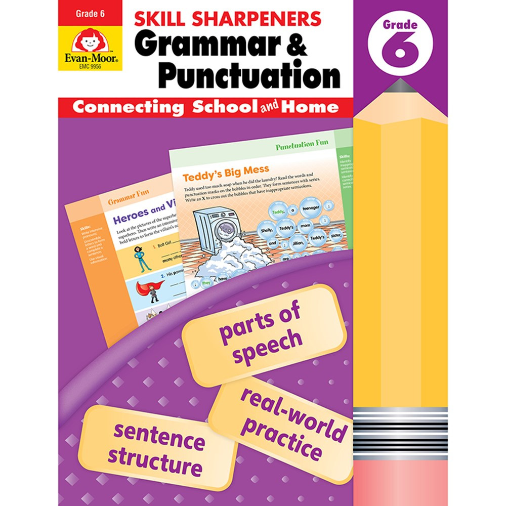Skill Sharpeners: Grammar & Punctuation Activity Book, Grade 6 - EMC9956 | Evan-Moor | Grammar Skills