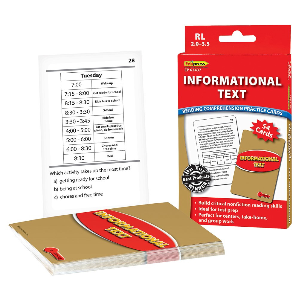 Reading Comprehension Practice Cards: Informational Text (Red Level) - EP-63437 | Teacher Created Resources | Cards