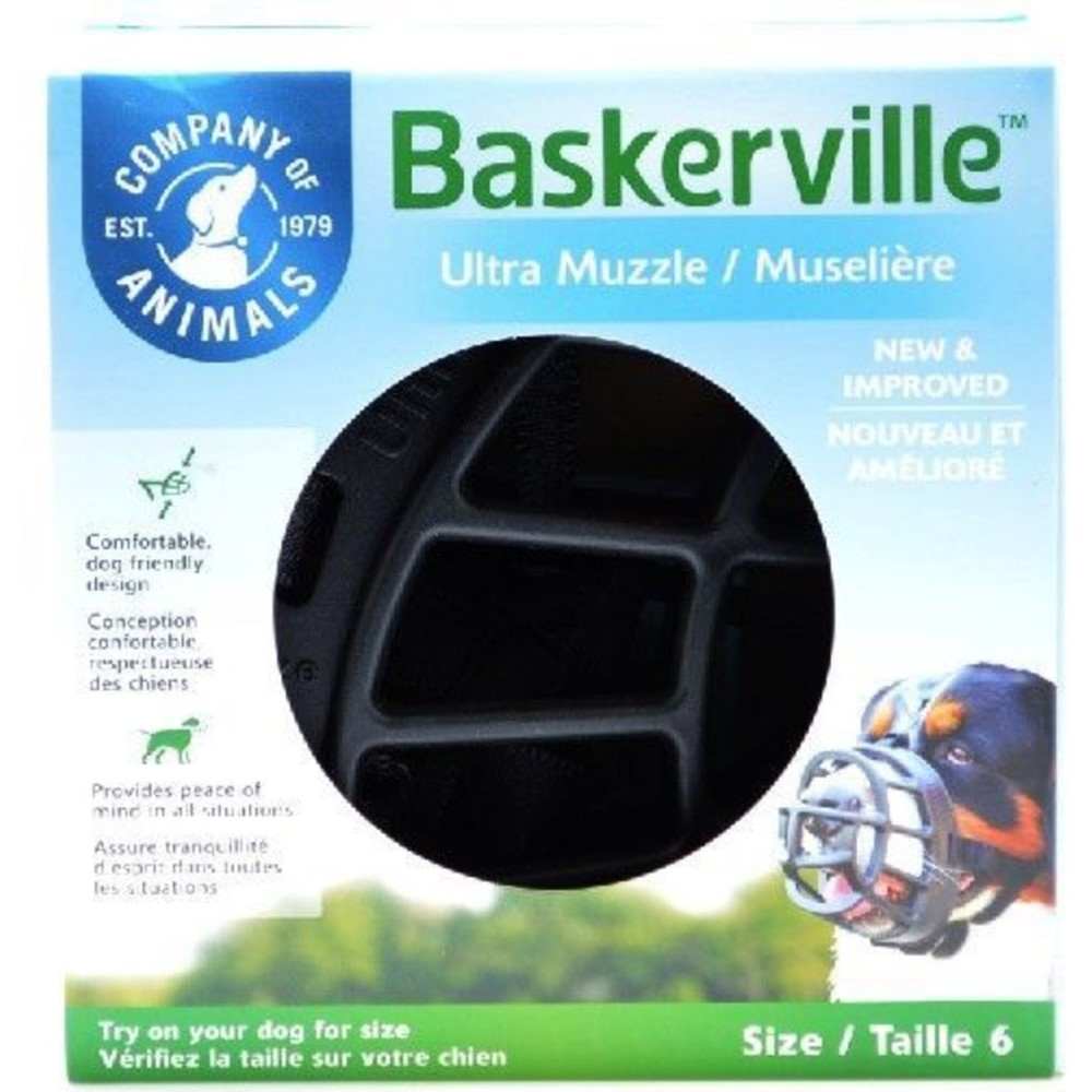 Baskerville Ultra Muzzle for Dogs - Size 6 - Dogs 80-150 lbs - (Nose Circumference 16) - EPP-AN61620 | Company of Animals | 1737"