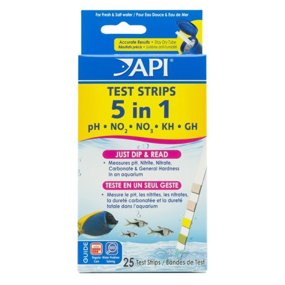 API 5 in 1 Aquarium Test Strips - 25 strips - EPP-AP033G | API | 2052