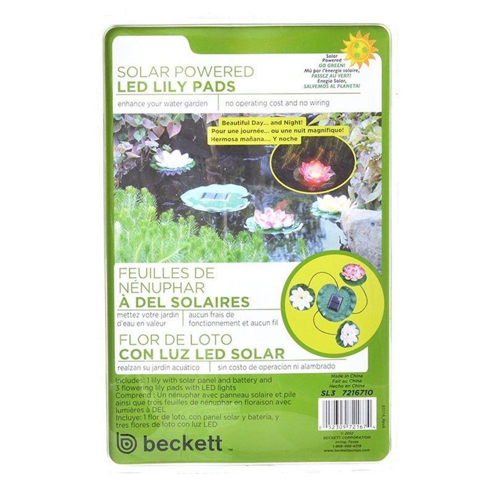Beckett Solar LED Lily Lights for Ponds - 3 Lily Pad Lights - EPP-BK72167 | Beckett | 2094