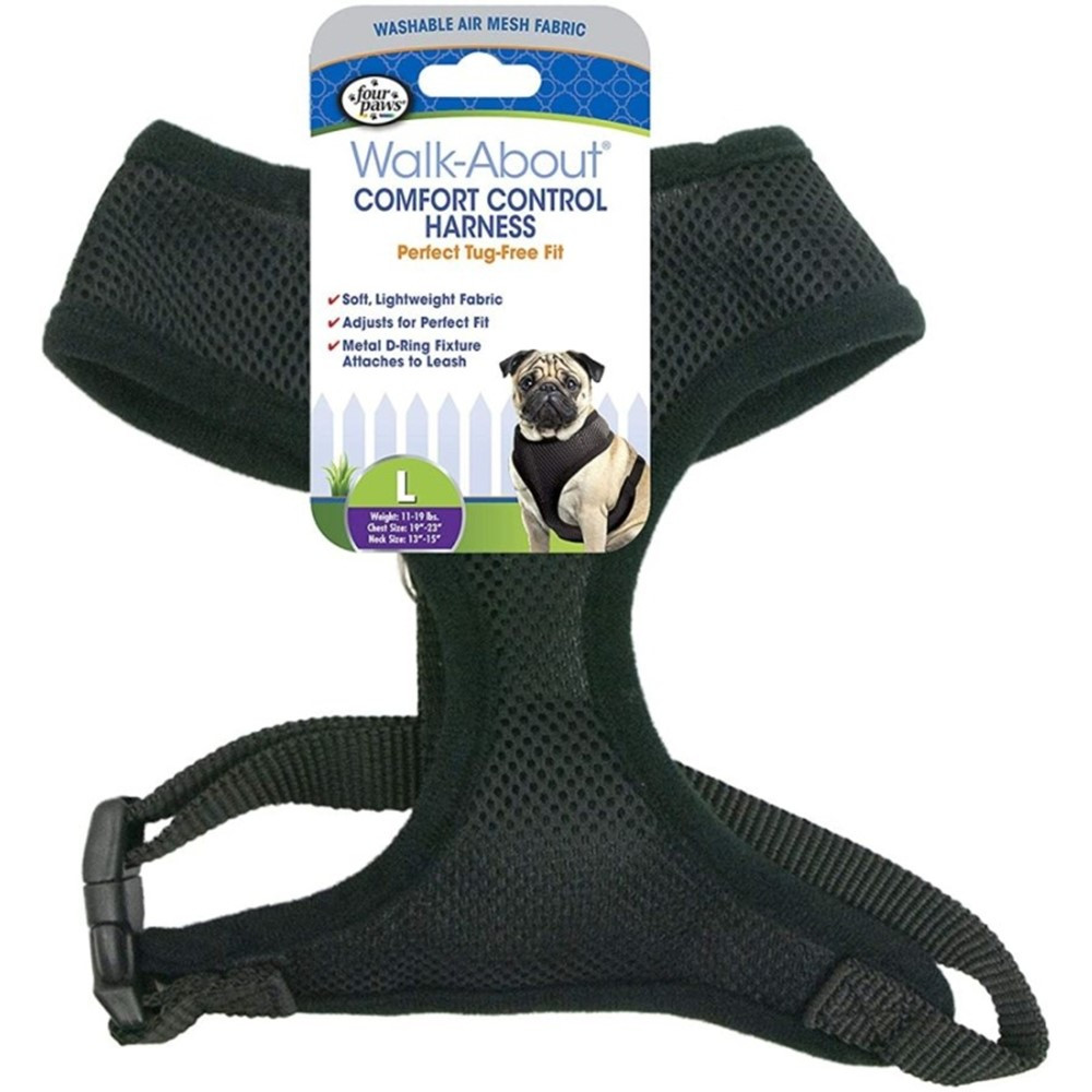 Four Paws Comfort Control Harness - Black - Large - For Dogs 11-18 lbs (19-23" Chest & 13"-15" Neck) - EPP-FF59171 | Four Paws | 1735"
