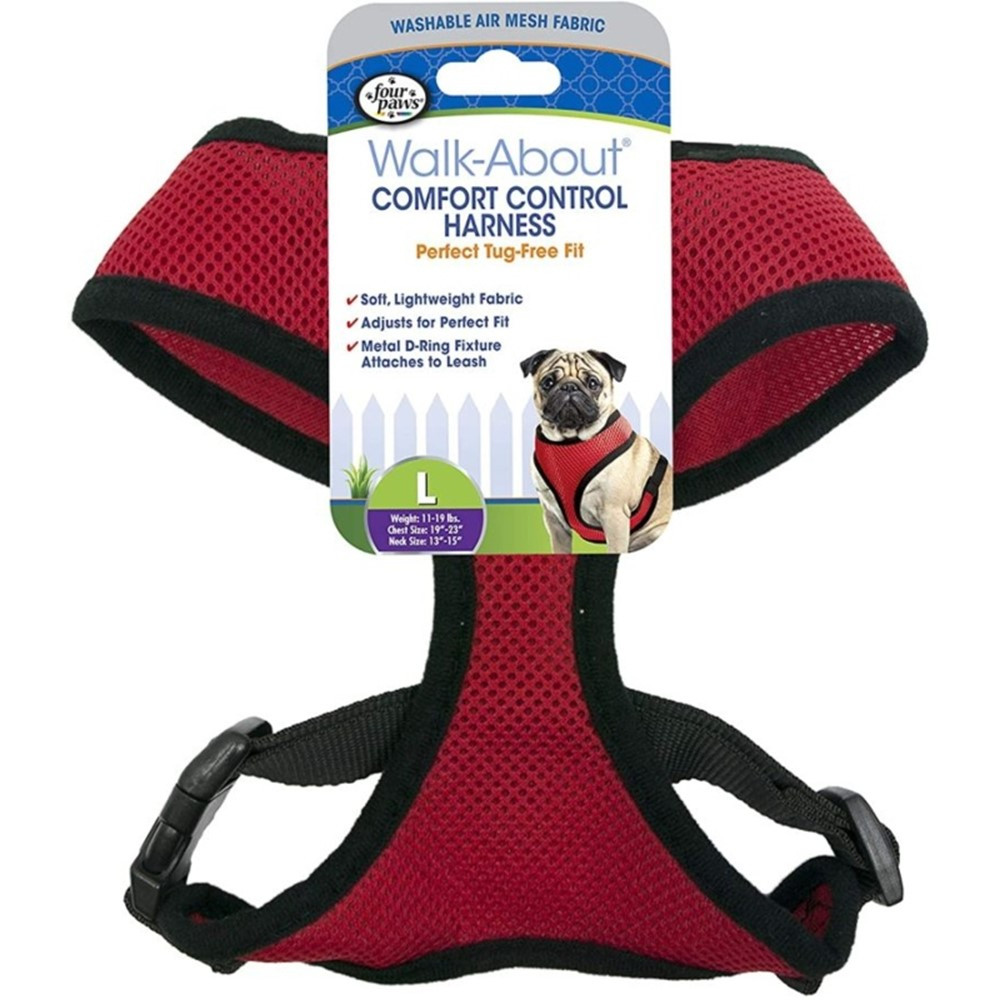Four Paws Comfort Control Harness - Red - Large - For Dogs 11-18 lbs (19-23" Chest & 13"-15" Neck) - EPP-FF59175 | Four Paws | 1735"