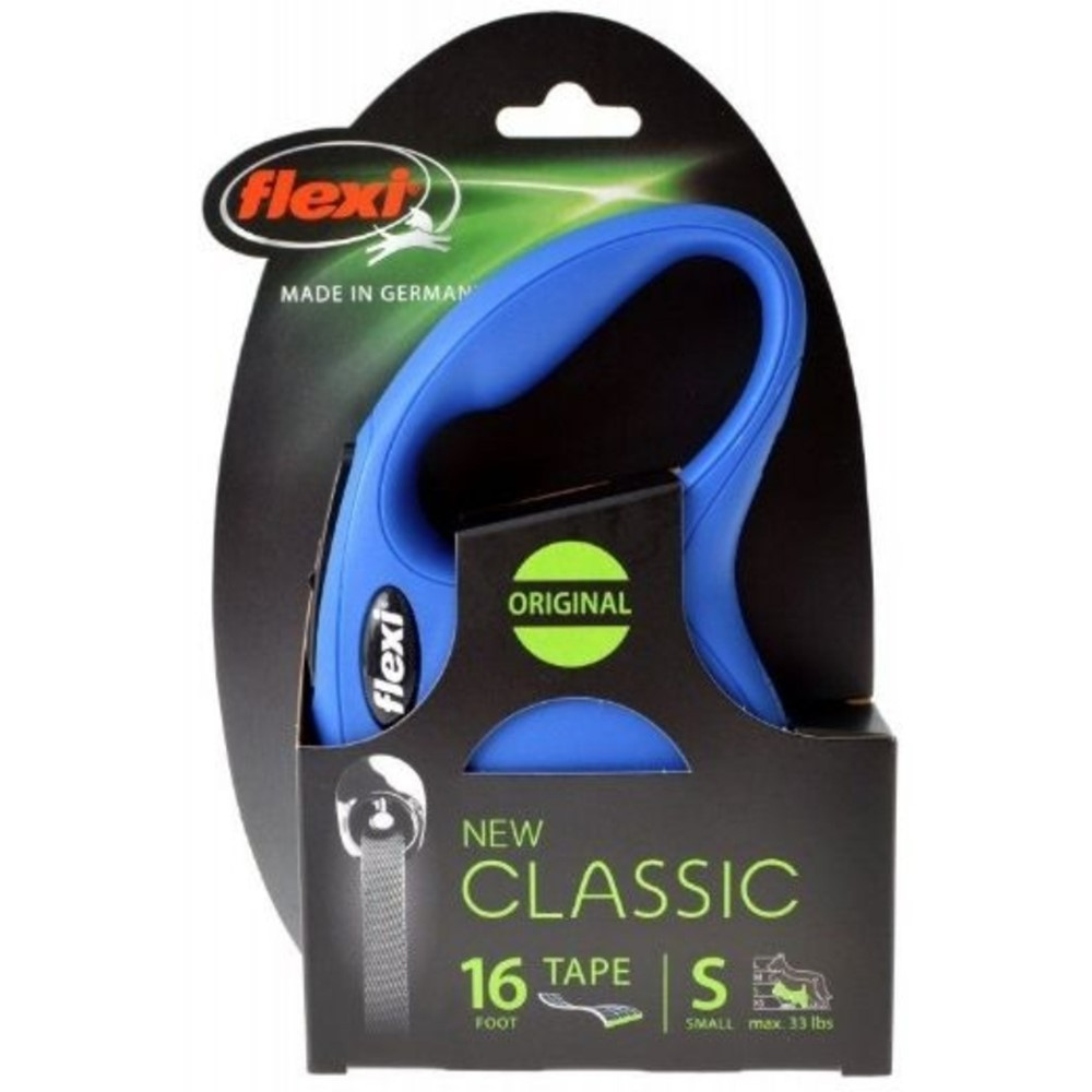 Flexi New Classic Retractable Tape Leash - Blue - Small - 16' Lead (Pets up to 33 lbs) - EPP-FL10497 | Flexi | 1731