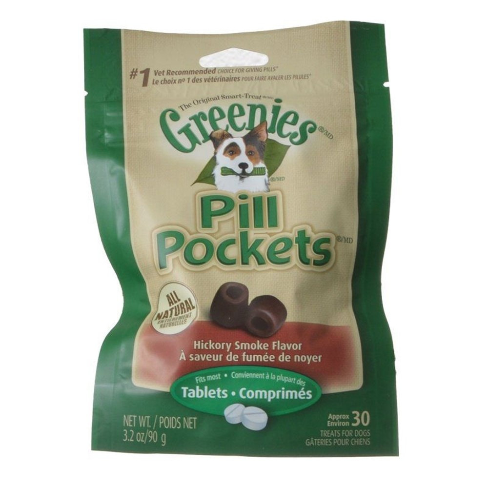 Greenies Pill Pockets Dog Treats Hickory Smoke Flavor - Tablets - 3.2 oz - (Approx. 30 Treats) - EPP-GR10125 | Greenies | 1996