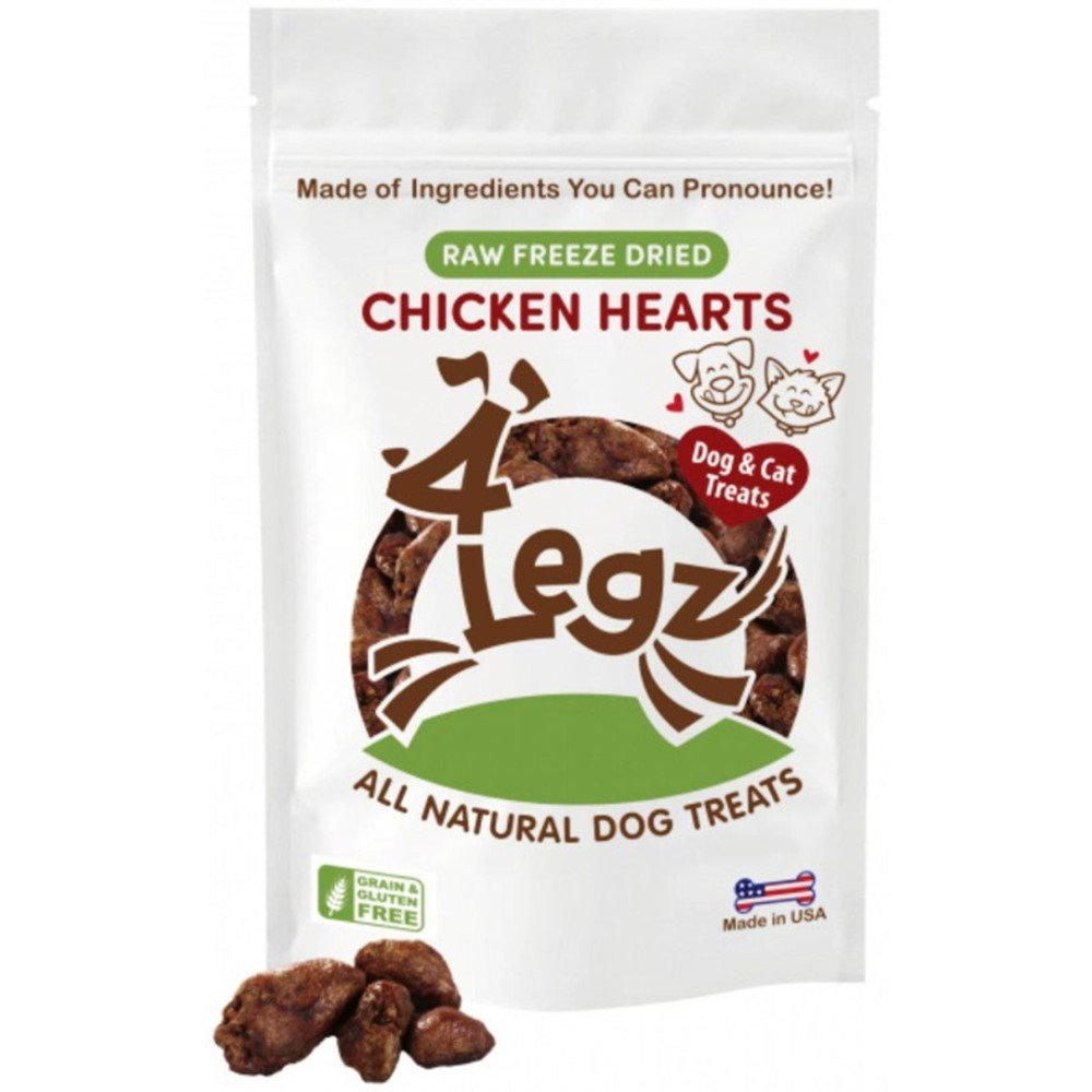4Legz Freeze Dried Chicken Hearts Dog Treats - 4 oz - EPP-LGZ49394 | 4Legz | 1996