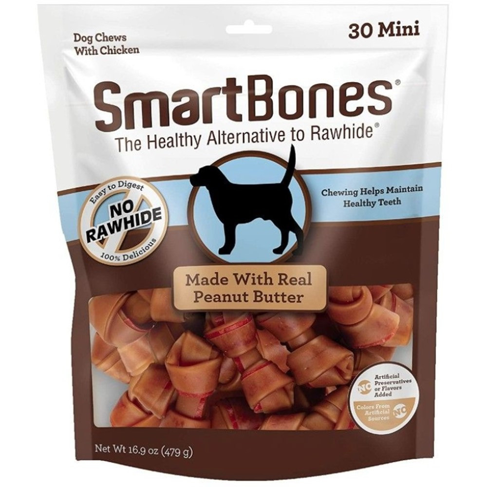 SmartBones Mini Chicken and Peanut Butter Bones Rawhide Free Dog Chew - 30 count - EPP-SB00310 | Smartbones | 1996