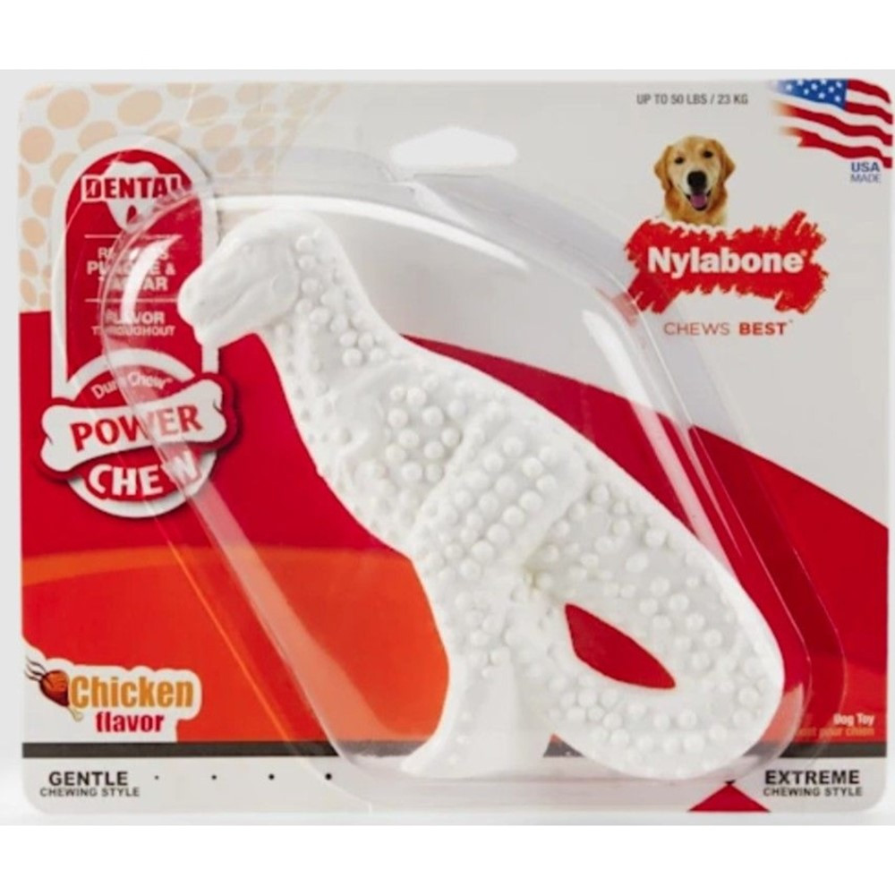 Nylabone Dinosaur Dental Dog Chew Chicken Flavor - 1 count - EPP-U77851 | Nylabone | 1736
