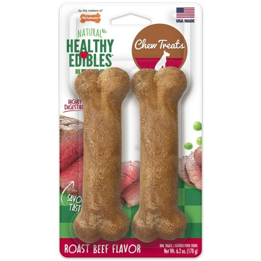 Nylabone Healthy Edibles Wholesome Dog Chews - Roast Beef Flavor - Wolf (2 Pack) - EPP-U81633 | Nylabone | 1736