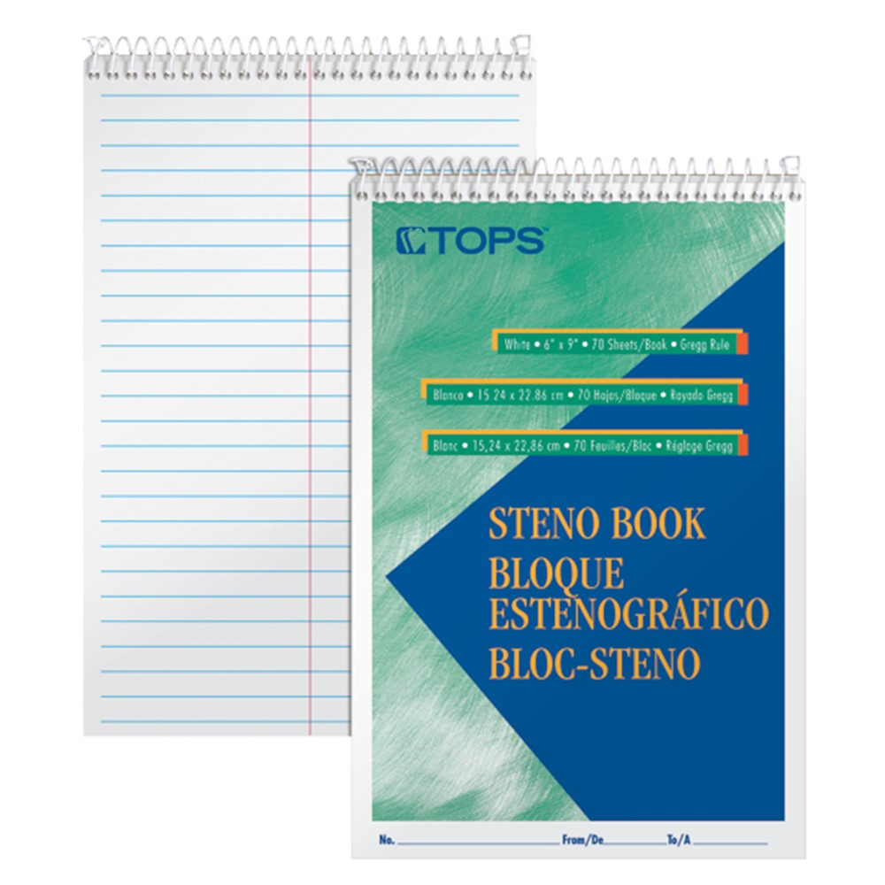 Steno Books, 6" x 9", Gregg Rule, 80 Sheets, Each - ESS8020 | Tops Products | Note Books & Pads