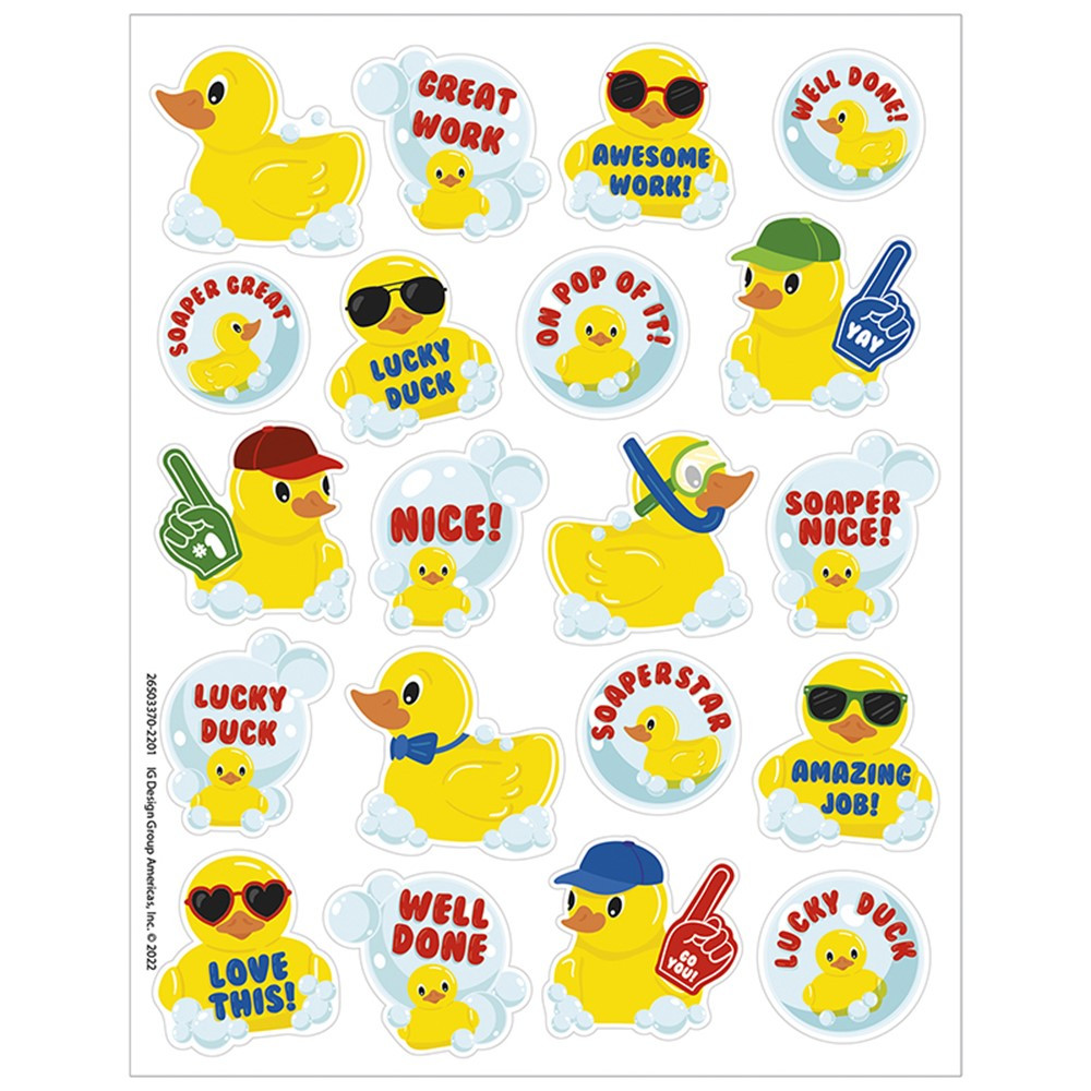 Rubber Duckies Bubblebath Scented Stickers, Pack of 80 - EU-650337 | Eureka | Stickers