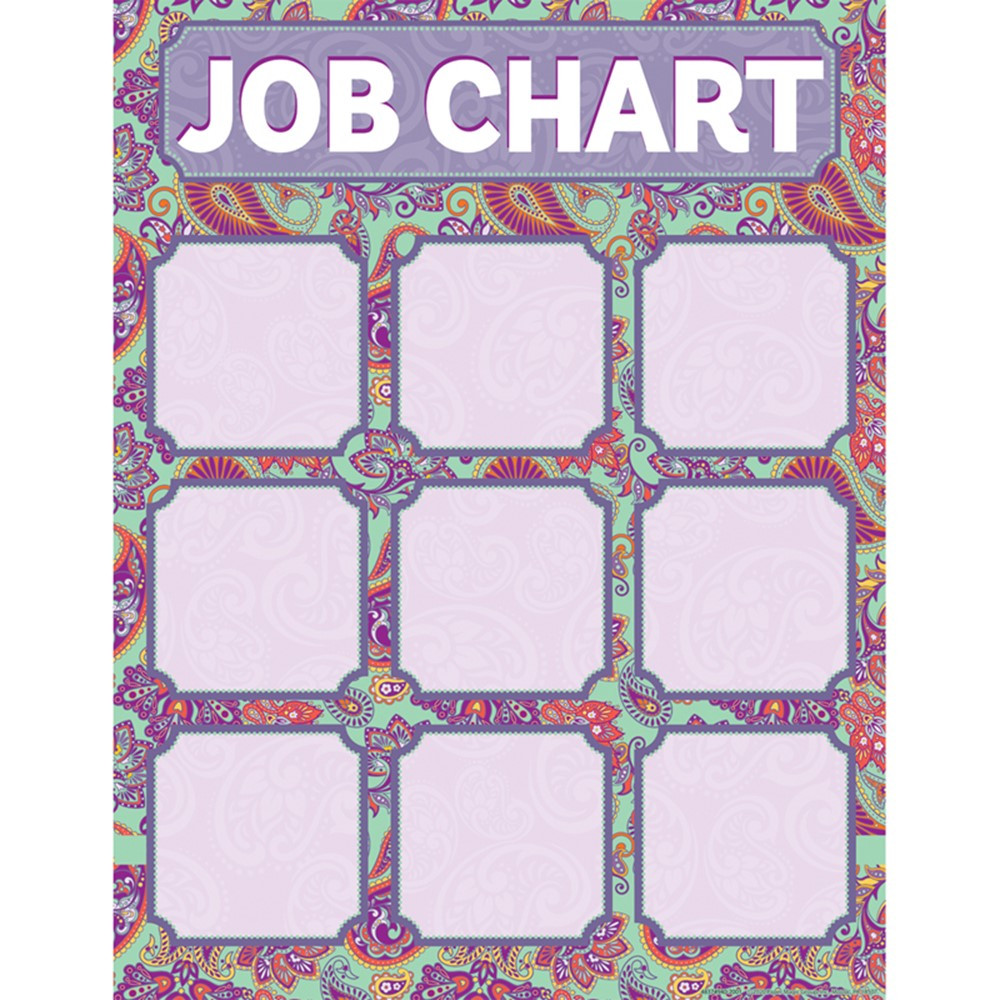 Positively Paisley Class Jobs Chart, 17 x 22" - EU-837494 | Eureka | Classroom Theme"