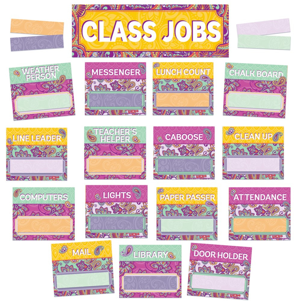 Positively Paisley - Class Jobs Mini Bulletin Board Set - EU-847783 | Eureka | Classroom Theme