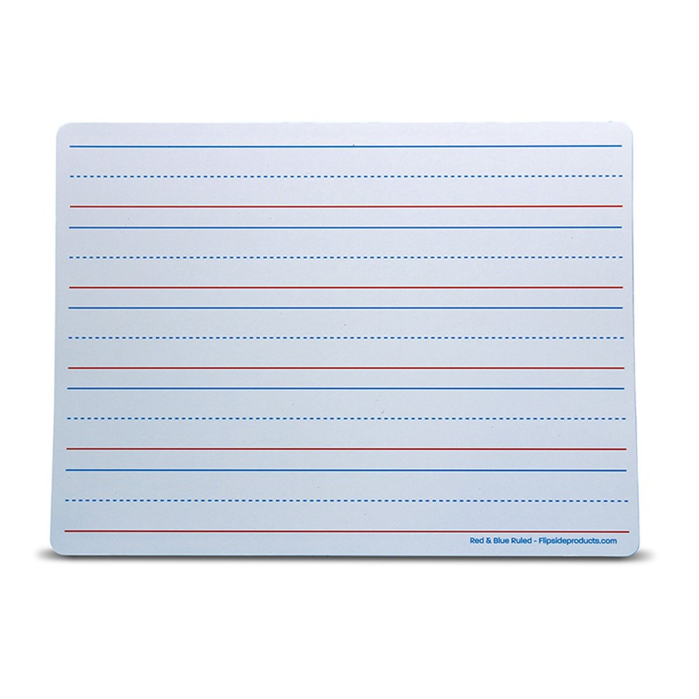 Magnetic Dry Erase Learning Mat, Two-Sided Red & Blue Ruled/Plain, 9" x 12", Pack of 12 - FLP20076 | Flipside | Dry Erase Sheets