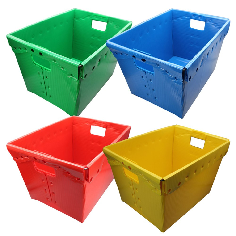 Primary Assorted Plastic Storage Postal Tote - 4 Pack - FLP40192 | Flipside | Storage Containers