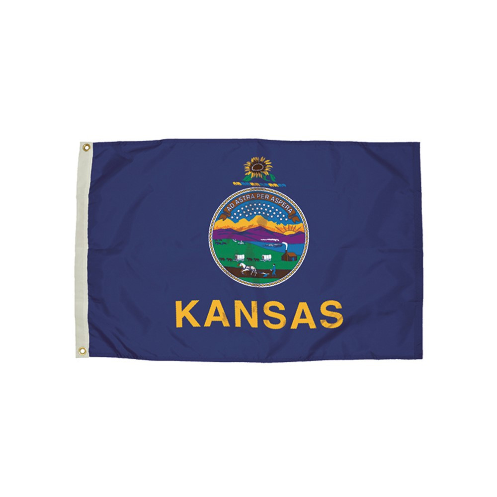 FZ-2152051 - 3X5 Nylon Kansas Flag Heading & Grommets in Flags