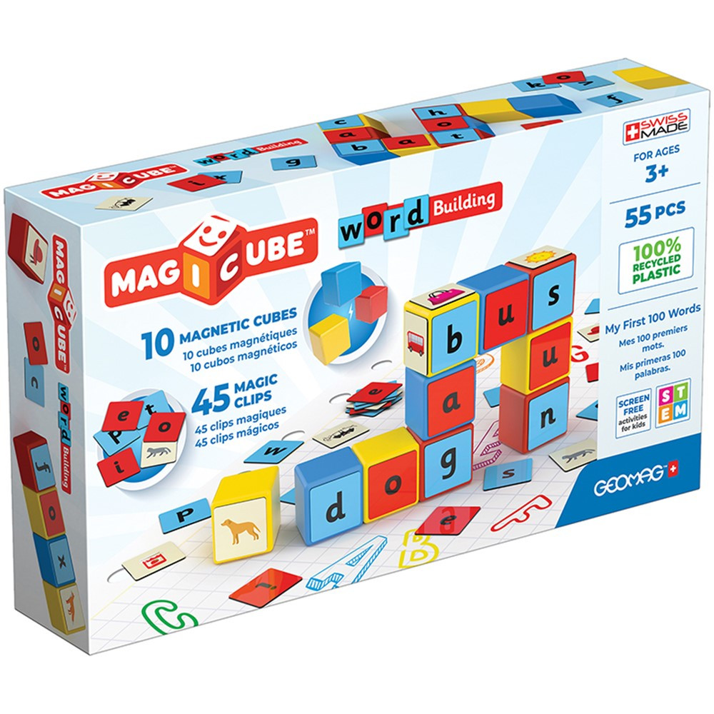 Magicube Word Building Set, Recycled, 55 Pieces - GMW258 | Geomagworld Usa Inc | Language Arts