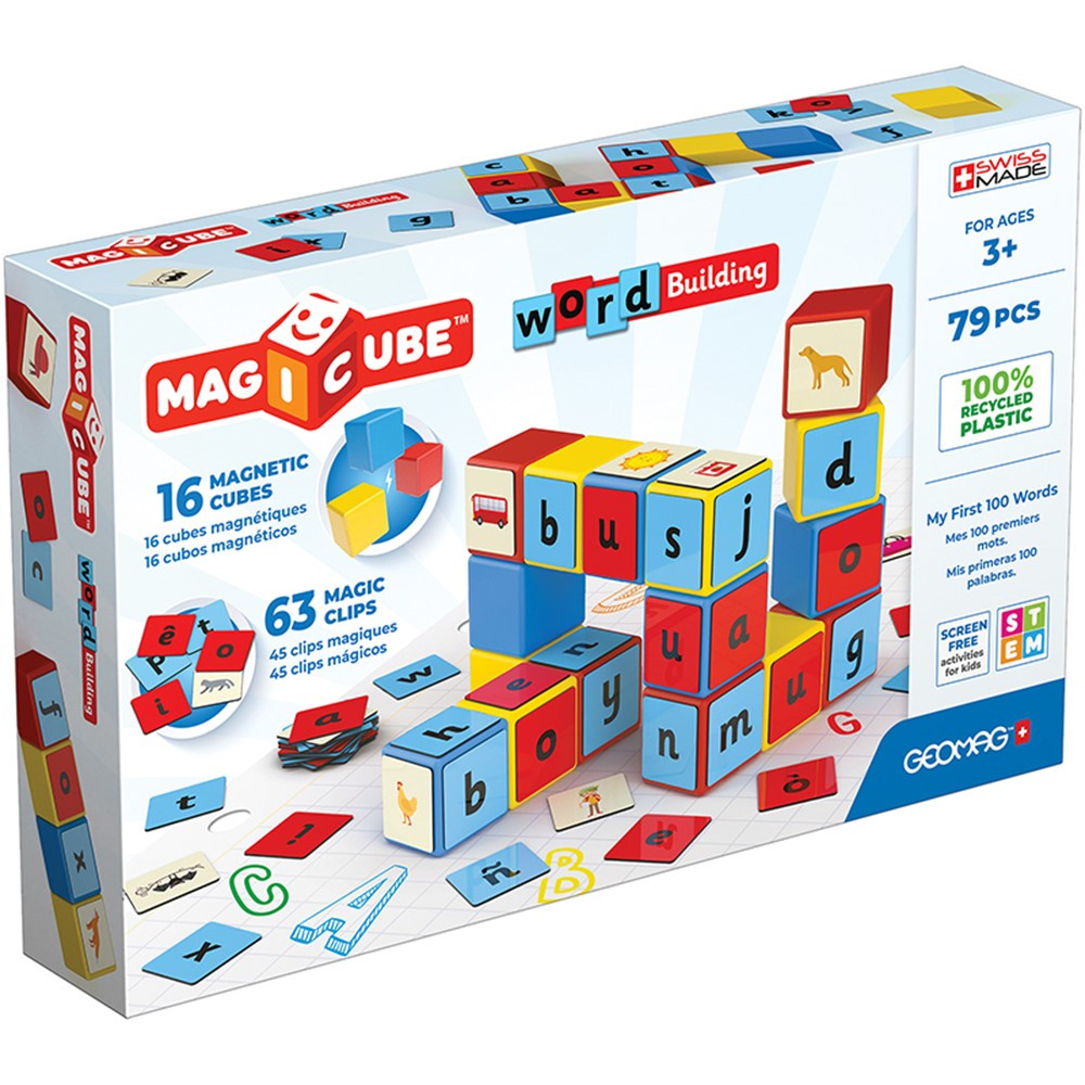 Magicube Word Building Set, Recycled, 79 Pieces - GMW259 | Geomagworld Usa Inc | Language Arts