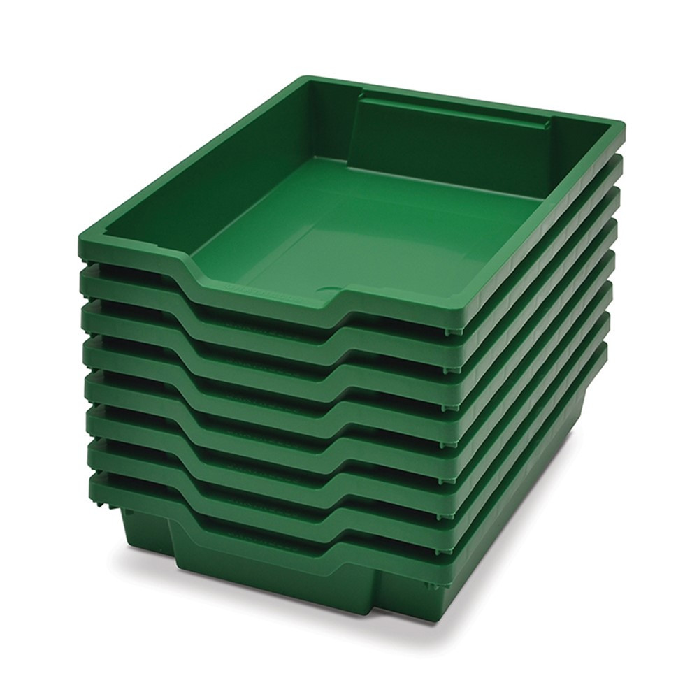 Shallow F1 Tray, Grass Green, 12.3" x 16.8" x 3", Heavy Duty School, Industrial & Utility Bins, Pack of 8 - GTSF0110P8 | Gratnells Llc | Storage Containers
