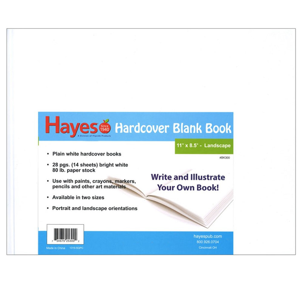 H-BK300 - Plain White Blank Book 11W X 8.5H Hardcover 28 Pages 14 Sheets in Note Books & Pads