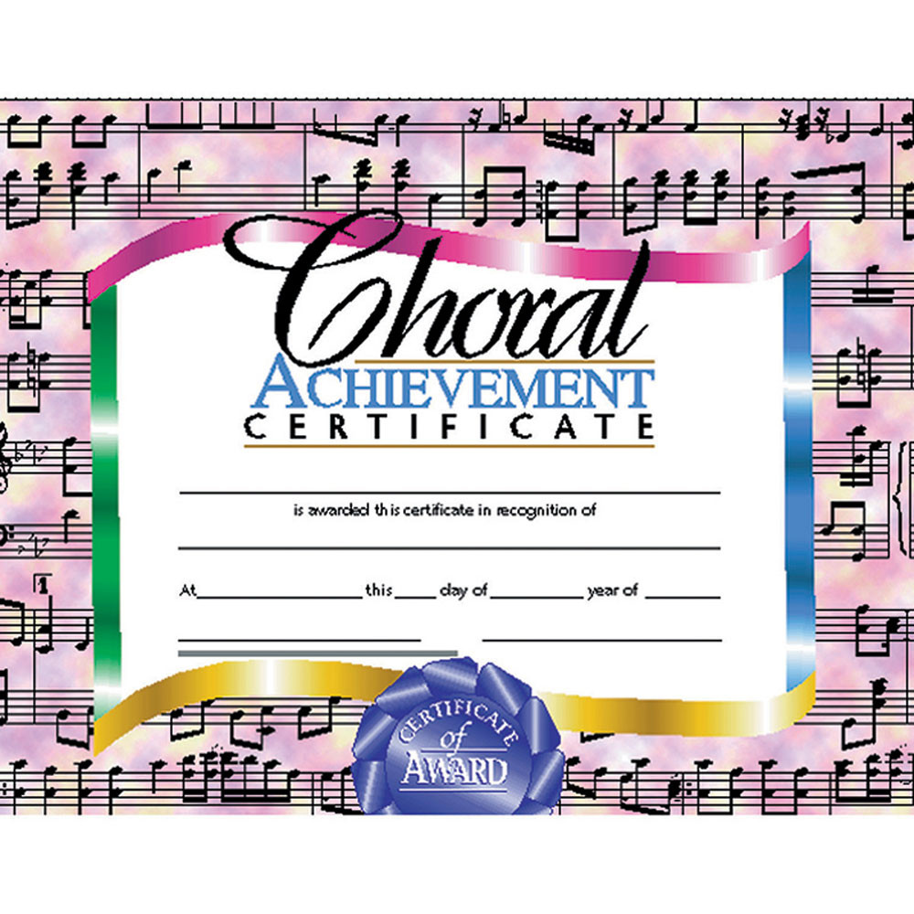 H-VA515 - Certificates Choral 30/Set Achievement Certificate in Music