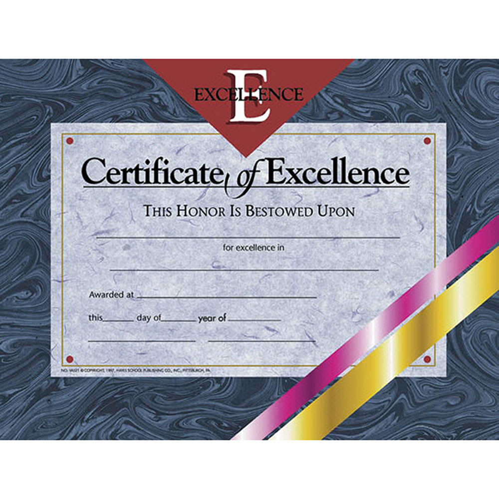 H-VA521 - Certificates Of Excellence 30 Pk 8.5 X 11 in Certificates