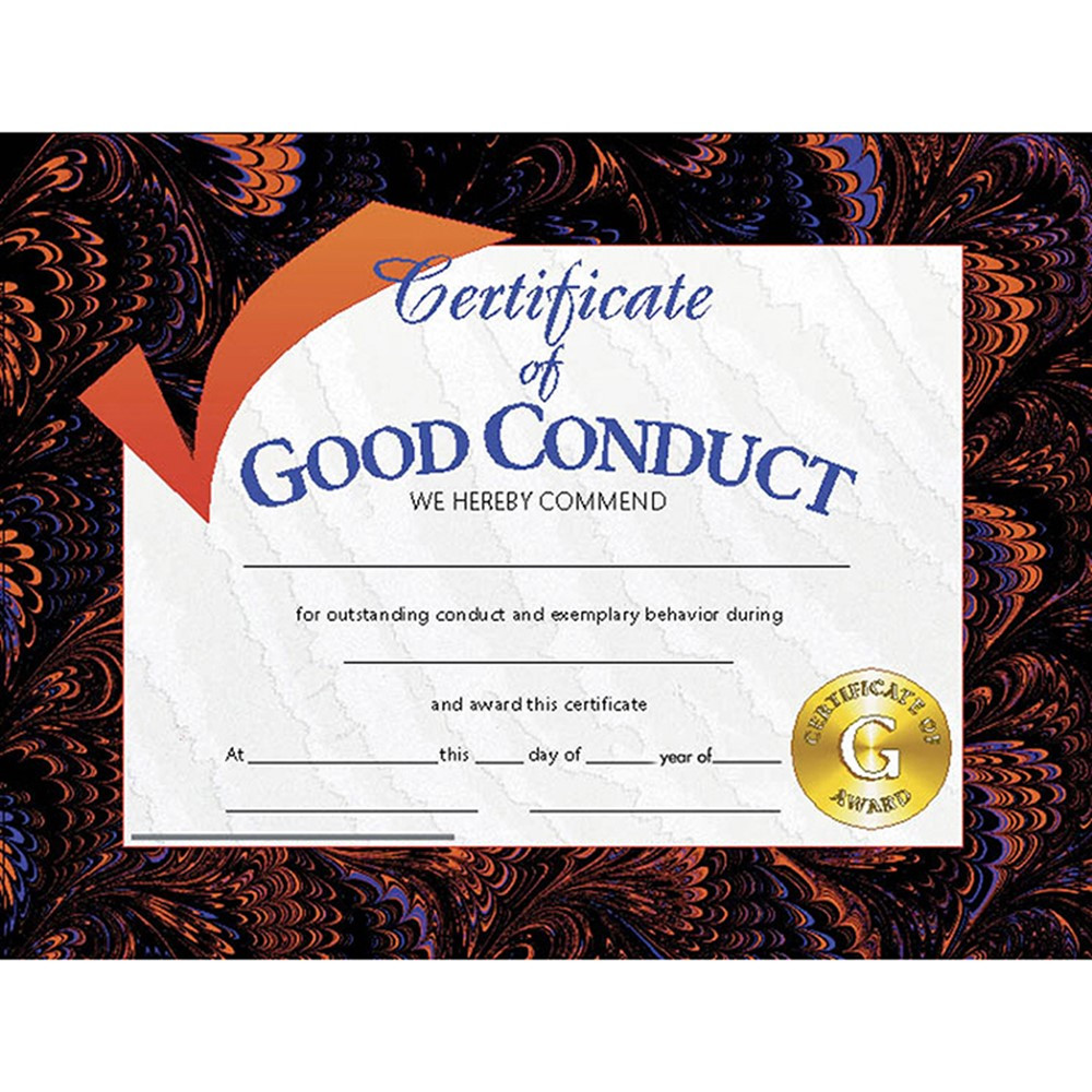 H-VA587 - Certificates Good Conduct 30/Pk 8.5 X 11 in Certificates