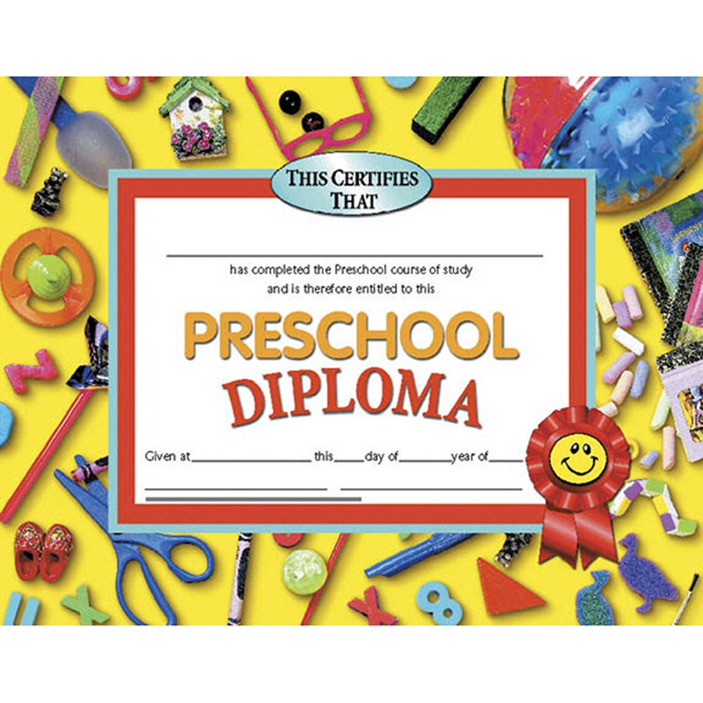 H-VA606 - Diplomas Preschool 30/Pk 8.5 X 11 Red Ribbon in Certificates