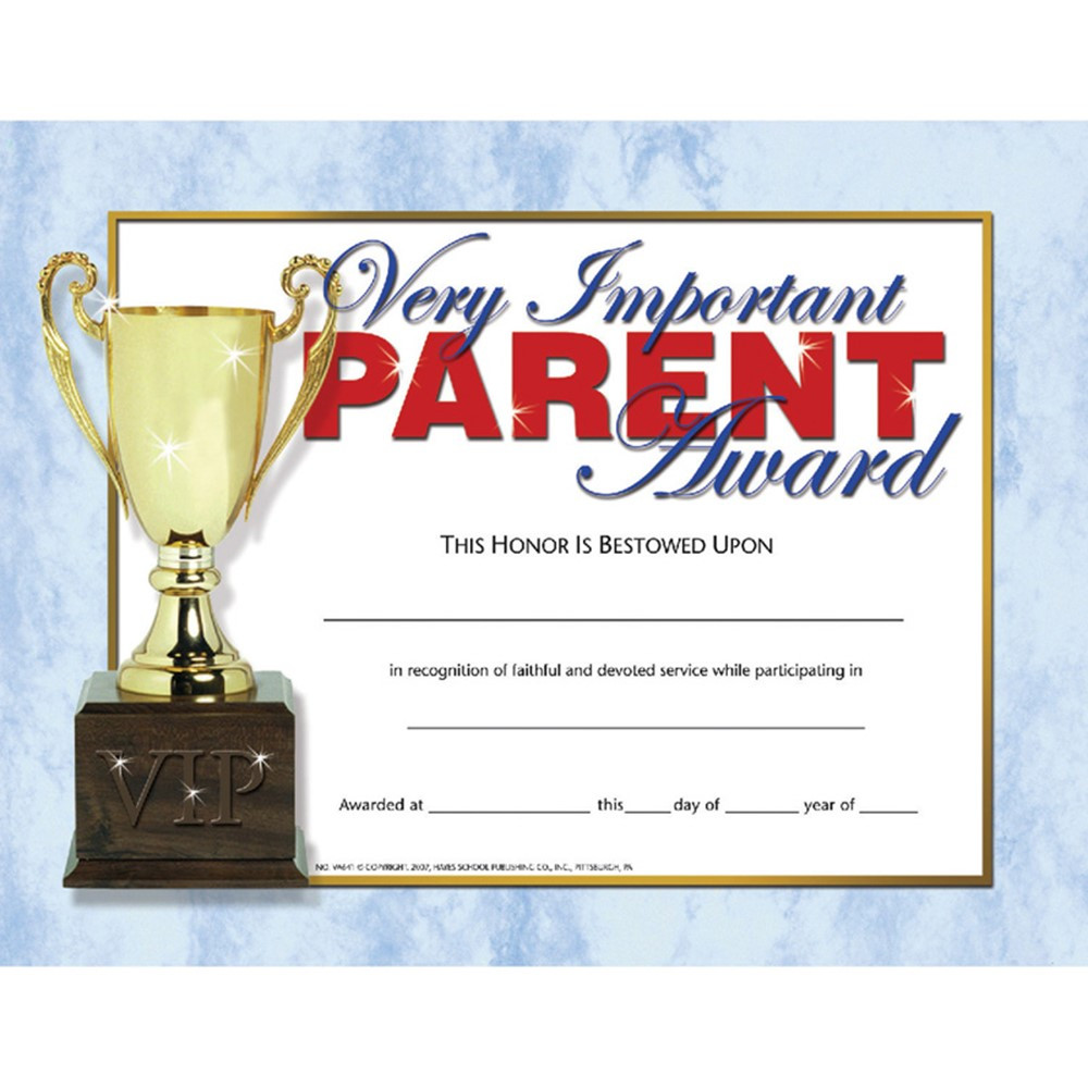 H-VA641 - Very Important Parent Award 30-Set Certificates in Certificates