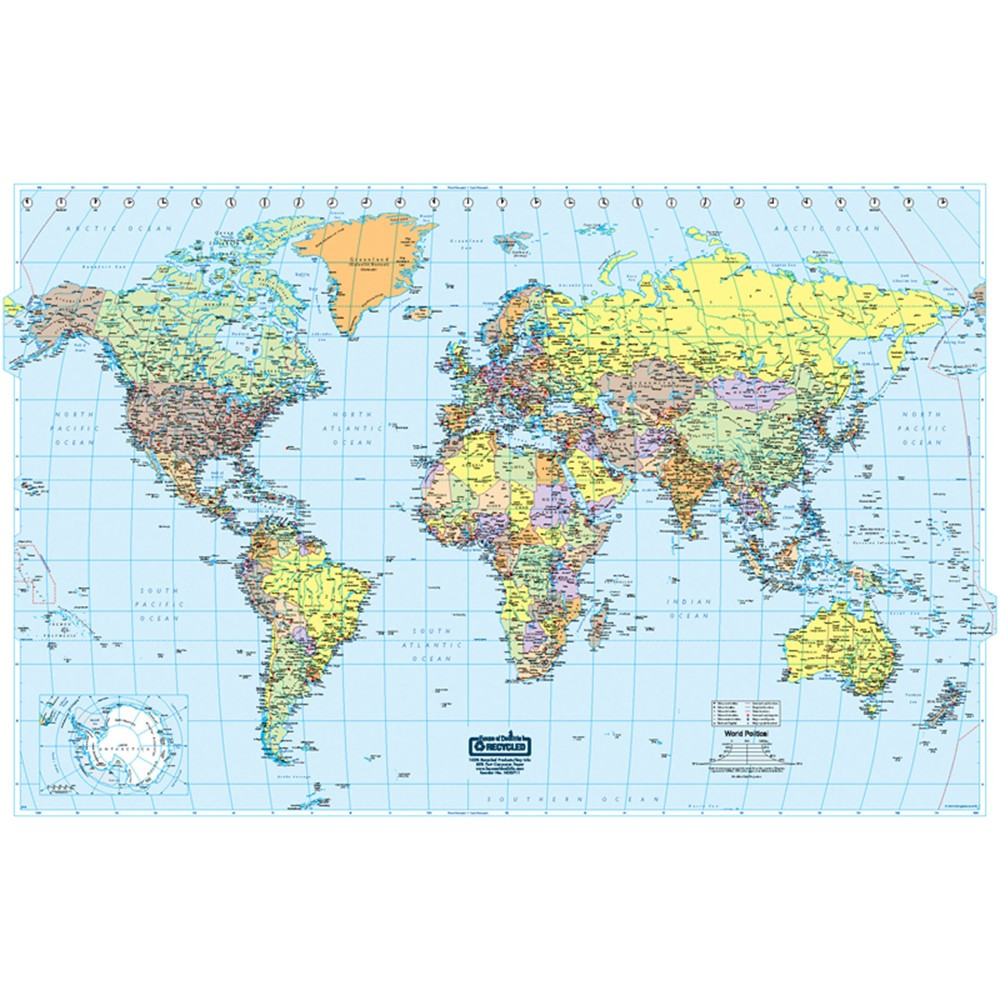 HOD711 - World Laminated Map 38 X 25 in Maps & Map Skills