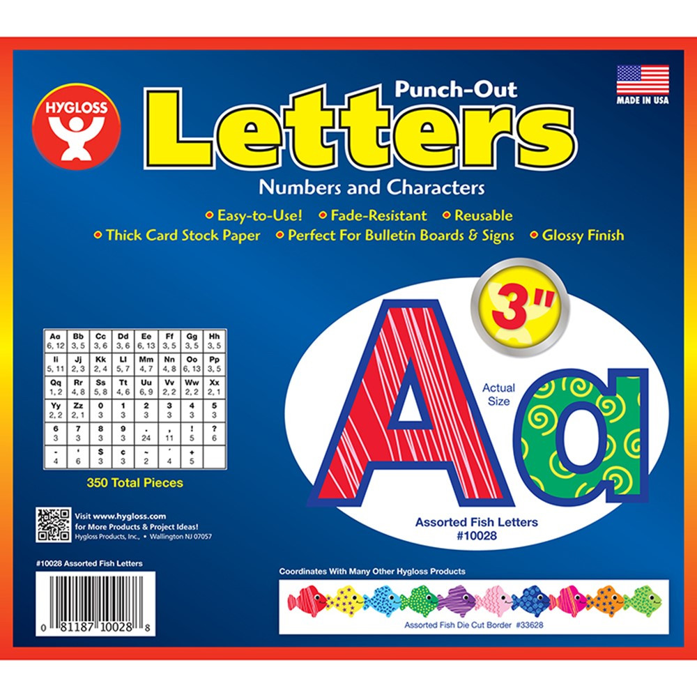 HYG10028 - 3In Punch Out Letters Assorted Fish in Letters