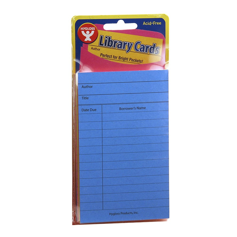 Bright Library Cards, Assorted Colors, 500 count - HYG61438 | Hygloss Products Inc. | Library Cards